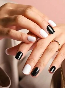 Bộ 576 miếng dán móng tay, 24 màu, móng giả acrylic bóng, phủ toàn bộ, hình vuông, màu hỗn hợp và họa tiết, chiều dài ngắn, món quà hoàn hảo cho phụ nữ và bé gái, phụ kiện làm móng, dụng cụ làm móng - Nhiều màu - Xem 7