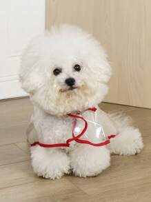 LUCKIE LABO 1 件透明红色边缘防水雨衣适合猫狗在雨中外出 - 紅色 - 查看 5