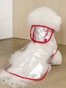 LUCKIE LABO 1 件透明红色边缘防水雨衣适合猫狗在雨中外出 - 紅色 - 查看 7