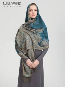 1pc Retro Artistic Floral Versatile Scarf - Ha Qing - View 2