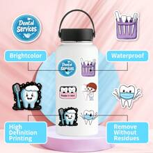 50Pcs Dental Stickers, Cartoon Dentist And Tooth Stickers Bulk For Teens Adults, Vinyl Waterproof Sticker Pack For Water Bottle Scrapbook Journal Notebook Laptop Decoration, School Supplies,Back To School