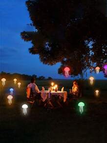 1 件可充电 LED 水母小夜灯，RGB 渐变色，声控和触摸感应 - USB 供电桌面灯，适用于节日派对、圣诞节、卧室和客厅家居装饰 - 彩色 - 查看 5