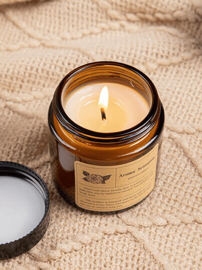 1 件棕色/透明玻璃罐香薰蜡烛，天然大豆蜡，含植物提取物，适合节日聚会装饰，创意玻璃蜡烛，多种香味可选，送礼佳品，香气持久