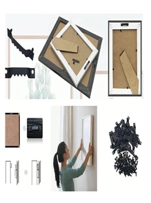 100 pièces accessoires de fixation pour cadres en boîte, en trois couleurs, avec des vis à tête plate et des crochets
