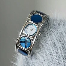 2024 New Dream Goddess Light Luxury Bracelet Design Embedded Gem Crystal Waterproof Watch - 藍色 - 查看 5