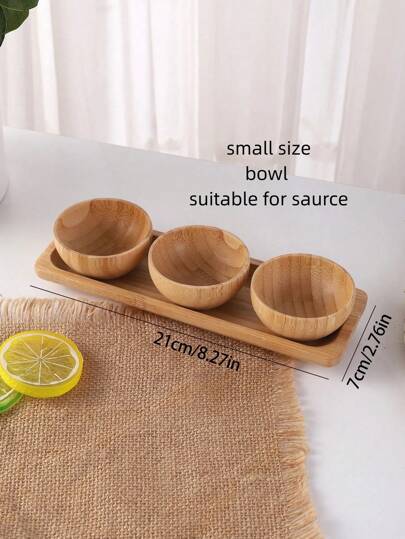 1 Set de bol y plato pequeños de bambú de colores, artículos escolares