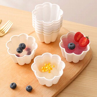 4/8 件花形慕斯模具 3D PP 迷你纸杯蛋糕模具，不粘甜点烘焙用具，适用于布丁、果冻、松饼和蛋糕，耐用的厨房蛋糕装饰工具，可重复使用的烘焙配件，适用于创意甜点，非常适合派对、婚礼和特殊场合