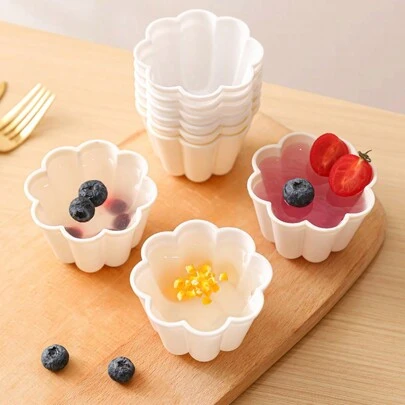 4/8 件花形慕斯模具 3D PP 迷你纸杯蛋糕模具，不粘甜点烘焙用具，适用于布丁、果冻、松饼和蛋糕，耐用的厨房蛋糕装饰工具，可重复使用的烘焙配件，适用于创意甜点，非常适合派对、婚礼和特殊场合