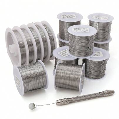 1Roll Stainless Steel Wire Handmade Beading Wire, Size 0.2/0.3/0.4/0.5/0.6mm For DIY Jewelry Making Wire, Bailing Wire, Snare Wire Trapping For Craft And Jewelry Making Supplies