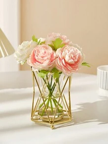 豪华铁艺花瓶，创意家居装饰，客厅，餐厅，浪漫烛光晚餐道具，水培花瓶办公桌装饰，节日气氛装饰拉玛装饰拉玛，婚礼装饰，中心装饰，桌面装饰，派对 - 金色 - 查看 6