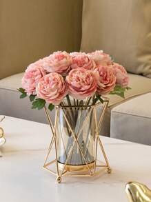 豪华铁艺花瓶，创意家居装饰，客厅，餐厅，浪漫烛光晚餐道具，水培花瓶办公桌装饰，节日气氛装饰拉玛装饰拉玛，婚礼装饰，中心装饰，桌面装饰，派对 - 金色 - 查看 9