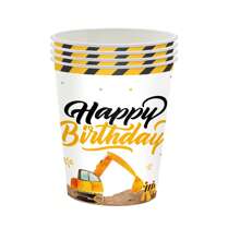 10/20/40 piezas, Suministros para fiesta de cumpleaños de construcción, incluye platos, servilletas, cubiertos, perfecto para fiesta de cumpleaños, Juego de vajilla de tractor y volquete que incluye platos y servilletas - Multicolor - Ver 5