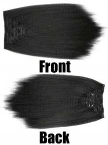 卷曲直发片接发自然黑 14/18/24 英寸 100/110/130克 7 件 Yaki 直发片接发适用于全头 Yaki 直发片无缝接发片接发 - 黑色 - 查看 6