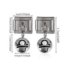 1pc Stainless Steel 9mm Watch Module Pendant Twelve Constellations Dripping Oil Series DIY Bracelet Module Bracelet Assembly Decorative Module Connector Watch Block Elastic Bracelet Assembly Accessories