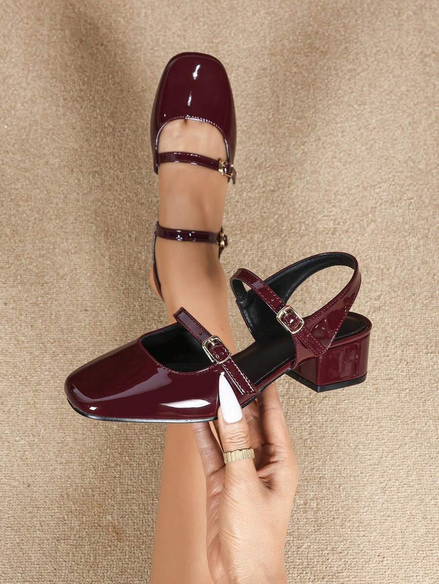 Women's High Heel Mary Jane Pumps, Fashion Casual Slip-On Backless Sandals