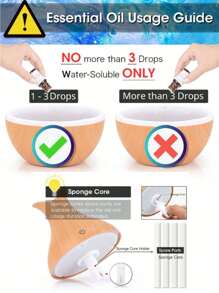 USB Humidifier Set (Includes 2 Bottles Of Essential Oils), Wooden Grain Creative Humidifier, Essential Oils Add Fragrance, Valentine's Day Gift