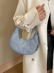 Women's Armpit Bag Crocodile Texture Handbag, Unique Design Versatile Crossbody Bag