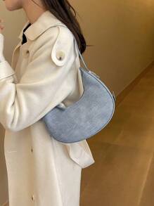 Women's Armpit Bag Crocodile Texture Handbag, Unique Design Versatile Crossbody Bag
