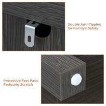 Farmhouse Dresser Storage Cabinet Chest Of Drawer For Bedroom, 5 Drawer Dresser With Barn Door, 48 Inch Tall Wood Dresser, Adjustable Shelves, Rustic, For Living Room, Entryway, Hallway - 灰色 - 查看 5