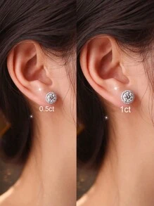 Esberry 1pair Moissanite Rhinestone Wedding Earrings For Women S925 Sterling Silver Stud Earrings Luxury Fine Jewelry Gifts For Girls For Mother's Day Engagement Bridal Jewelry