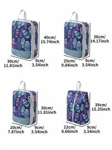 4 件套旅行收纳袋套装，压缩数码和化妆品收纳袋，衣服和鞋子收纳袋