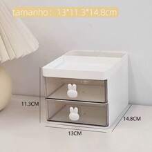 Cute Mini Drawer Storage Box Creative Stationery Organizer With Rabbit Handle - 白色 - 查看 1