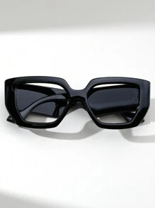 1 pièce Lunettes carrées vintage imprimé léopard pour femmes, sans ordonnance, convient comme accessoire quotidien, pour le shopping, la photographie