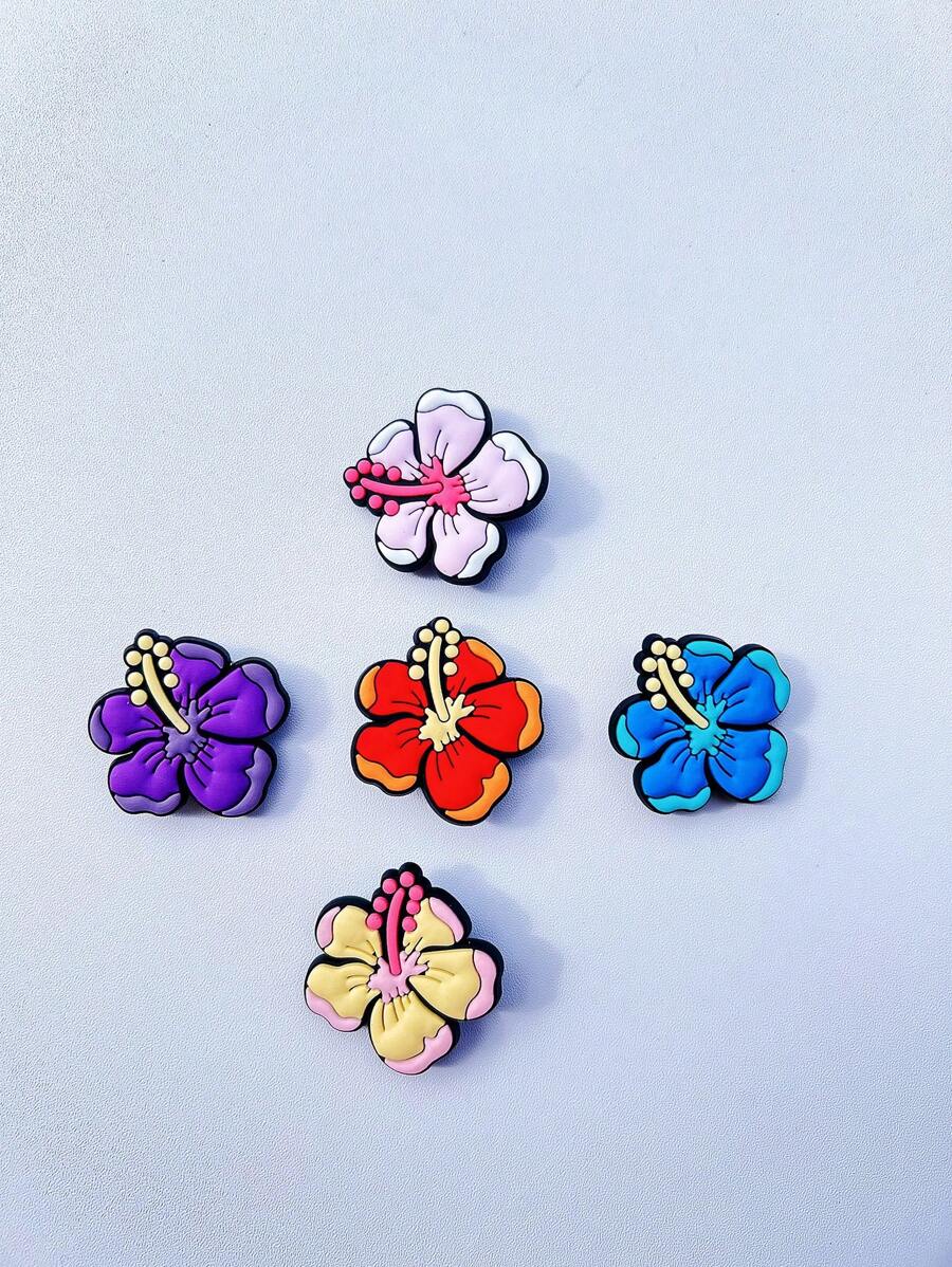 5pcs Assorted Flower Decorations For DIY Fashionable Clog Sandals, Suitable For Clogs, Bracelets, Party Gifts, Summer Y2k Cute Sandals Accessories - Multicolor - View 1