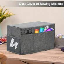 1 pièce de Housse de machine à coudre, anti-poussière et imperméable, avec des poches pour ranger les fournitures de couture, robuste couvre-poussière avec des poches latérales pratiques, poignée solide pour la plupart des machines standard (L46xL21xH32cm), fournitures scolaires