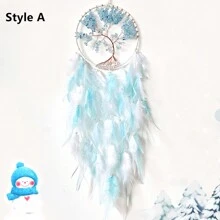 1pc Crystal Stone Life Tree Dream Catcher Wind Chime, Handmade Woven Crafts, Nordic Ins Decor Wall Hanging Room Decor Bedroom Decor Home Decor Wall Decor