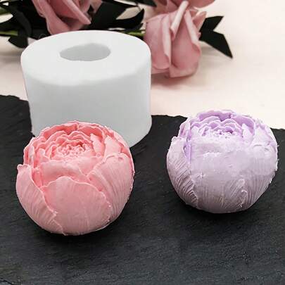 1 件玫瑰花蕾形 3D 硅胶蜡烛模具，DIY 肥皂树脂铸造手工蜡烛蜡模具家居装饰礼物