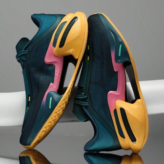 Basketball Shoes For Men/Women, Hollow Outsole Anti-Slip Shock Absorption, Knitted Mesh Upper Fashionable & Breathable, Suitable For Running, Basketball Training And Matches