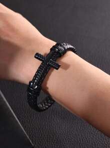 Bracelet avec croix, idée cadeau chrétienne élégante adaptée aux adolescents ou aux hommes, parfait pour le baptême, les bas de Noël, le Nouvel An, la Saint-Valentin, la fête des pères