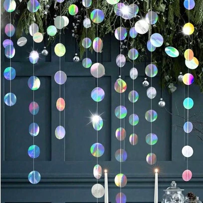 26.24ft/800cm-13.12ft/400cm-Rainbow Color Party Decoration Circle Garland - Hanging Floating Background - Unicorn Mermaid Birthday Party Supplies - Wedding Engagement Bachelorette Euphoria Disco Dance - Valentine's Day Decoration