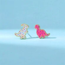 Aretes de dinosaurios lindos, pendientes con esmalte, joyería diaria, regalo para amigos, refinamiento de moda