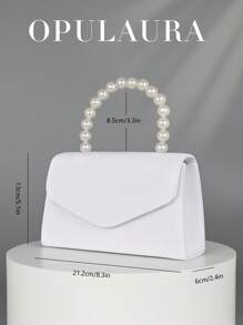 OpulAura 女士浪漫仿珍珠手柄派对手拿包，奢华天鹅绒晚宴包，适合派对、婚礼、约会、圣诞节、生日活动、正式场合，带链条