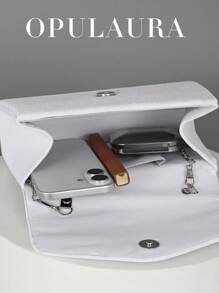 OpulAura 女士浪漫仿珍珠手柄派对手拿包，奢华天鹅绒晚宴包，适合派对、婚礼、约会、圣诞节、生日活动、正式场合，带链条