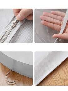 1PC Morandi Breathable Clothing Dust Cover, Mink Coat Cover Dust Bag, Household Clothing Storage Cover, Hanging Pocket Breathable Clothing Bag, Fabric Clothing Cover With Zipper Suit Bag, Hanging Clothing Cover
