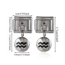 1pc Stainless Steel 9mm Watch Module Pendant Twelve Constellations Dripping Oil Series DIY Bracelet Module Bracelet Assembly Decorative Module Connector Watch Block Elastic Bracelet Assembly Accessories