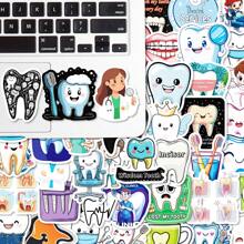 50Pcs Dental Stickers, Cartoon Dentist And Tooth Stickers Bulk For Teens Adults, Vinyl Waterproof Sticker Pack For Water Bottle Scrapbook Journal Notebook Laptop Decoration, School Supplies,Back To School