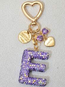 1个可爱粉色软粘土字母水钻钥匙扣，可个性化定制，可作包包挂件、汽车钥匙扣、心形装饰，是送给妈妈、朋友、情人节的绝佳礼物，也可作汽车配件、包包挂饰、背包挂件、哥特风Y2K风格挂绳、带证件夹的挂绳、汽车配件、包包挂饰、圣诞节汽车配件、教师、姐妹礼物创意 - 紫色 - 查看 23
