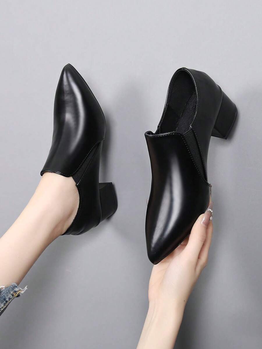 Women High Heel Pointed Toe Office Work Shoes, Casual Thick Heel Spring ...