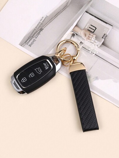 1 قطعة سلسلة مفاتيح من سبيكة الزنك والجلد بتصميم بسيط، متوفرة باللون الأسود والأبيض والأحمر والوردي والبرتقالي، مناسبة لمفاتيح متنوعة والسيارة، إكسسوارات حقيبة، تميمة مدرسية، جوثي Y2K