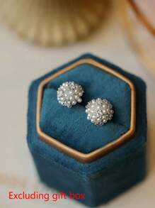 1 Pair Casual Versatile Pearl Stud Earrings For Women (Gift Box Not Included) - Silver - View 2