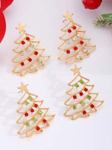 1 Pair Colorful Zirconia Christmas Tree Earrings For Women, Sophisticated Delicate Sweet Earrings, Festive Gifts For Christmas Season