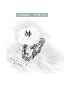 ESBERRY 1pc Crystal Flower Adjustable Ring Thumb Ring For Women S925 Sterling Silver Gold Ring Mother's Day Valentine's Day Gorgeous And Elegant Handmade Fine Ladies Jewelry Gift Valentines - White - View 6