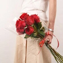 50个/包 全透明花束包装袋，玫瑰花束专用花卉包装袋，梯形花店用品 - 彩色 - 查看 9