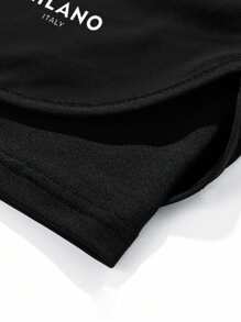 Men's Lightweight Quick-Dry Sports Shorts, Solid Color With Drawstring, Casual For Daily, Vacation And Leisure, Summer - Black - View 5