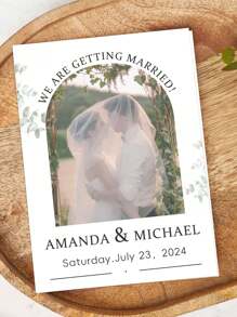 1 pieza Tarjeta de boda personalizable y personalizadoe, tarjeta de felicitaciones para recién casados, tarjeta de regalo de boda, agrega foto, agrega nombres, agrega fecha, viene con 2 opciones de sobres de color, decoración del Día de San Valentín, boda, recuerdos de fiesta de San Valentín, recuerdos de fiesta de Galentín