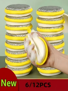 6/12 pièces Éponge de cuisine à double face, brosse pour lave-vaisselle